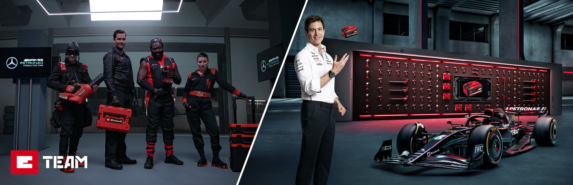 The E-Team next to Toto Wolf.