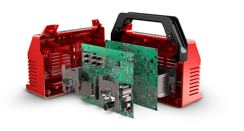 technisches Innnenleben eines Einhell Quattro-Chargers